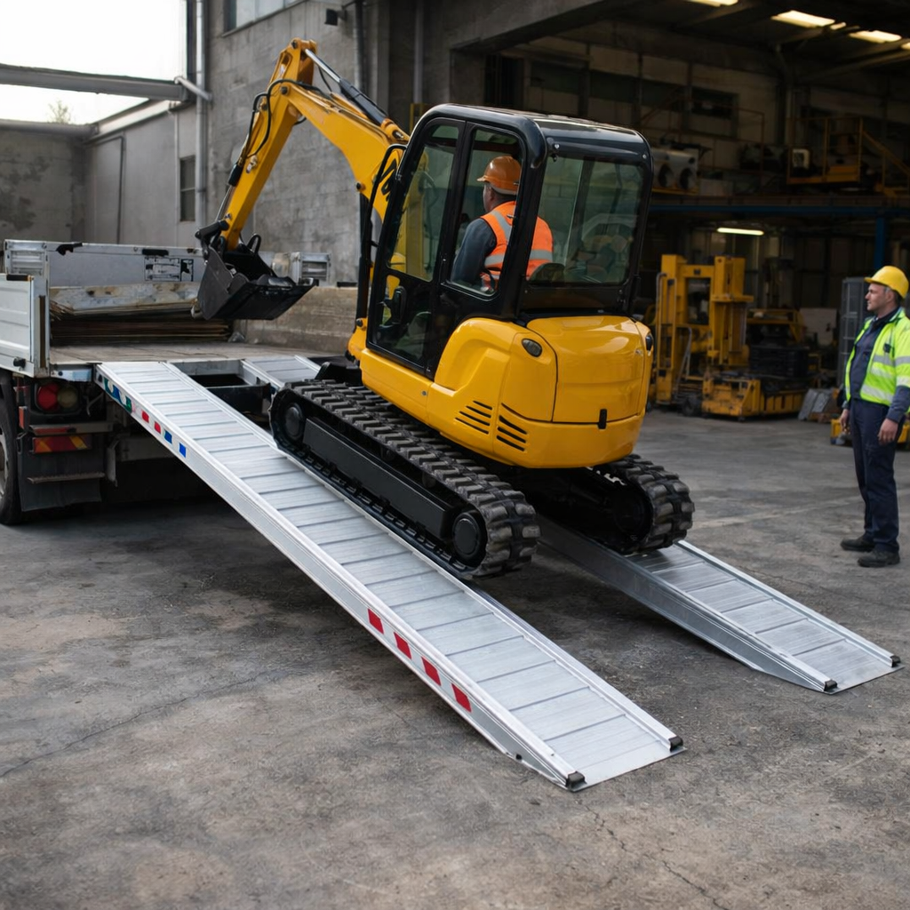 Extra Wide Aluminium Loading Ramps – 2500x460mm – 7000kg Capacity – Plant & Digger Use