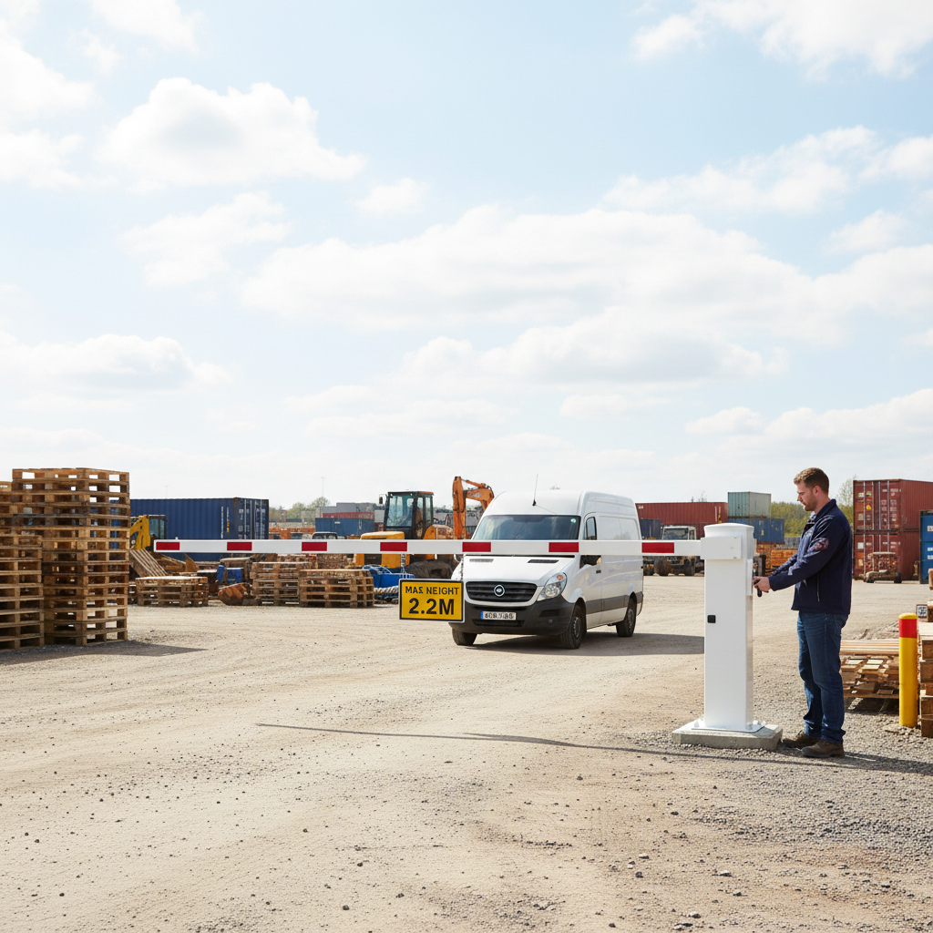 Premium Adjustable Height Restriction Barrier with Pivoting Crossbar for 2-4.5m Width Areas