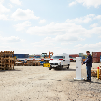 Premium Adjustable Height Restriction Barrier with Pivoting Crossbar for 2-4.5m Width Areas