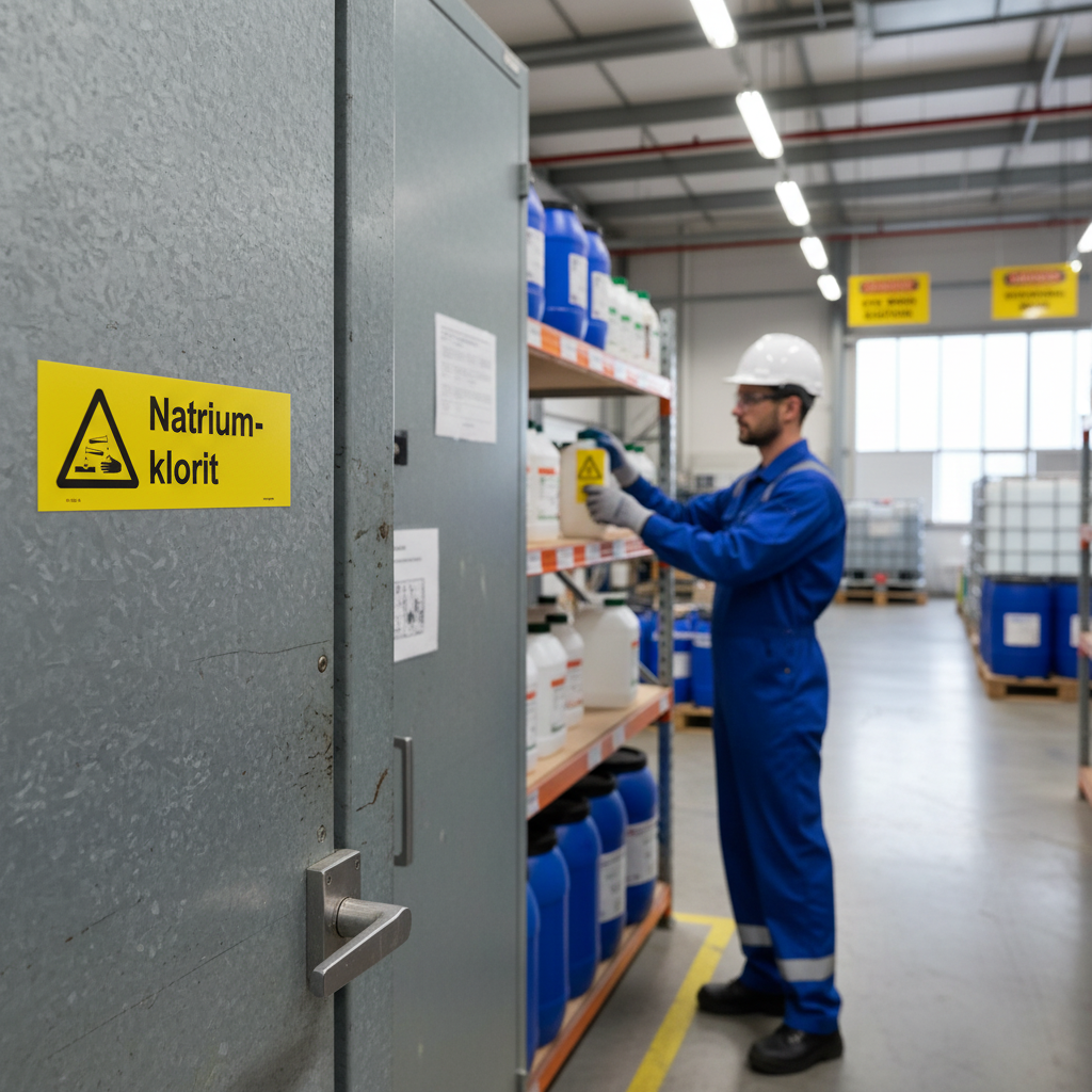 Premium Warning Sign for Sodium Chlorite - Durable PVC, Adhesive, Magnetic and Aluminum Options with High Visibility