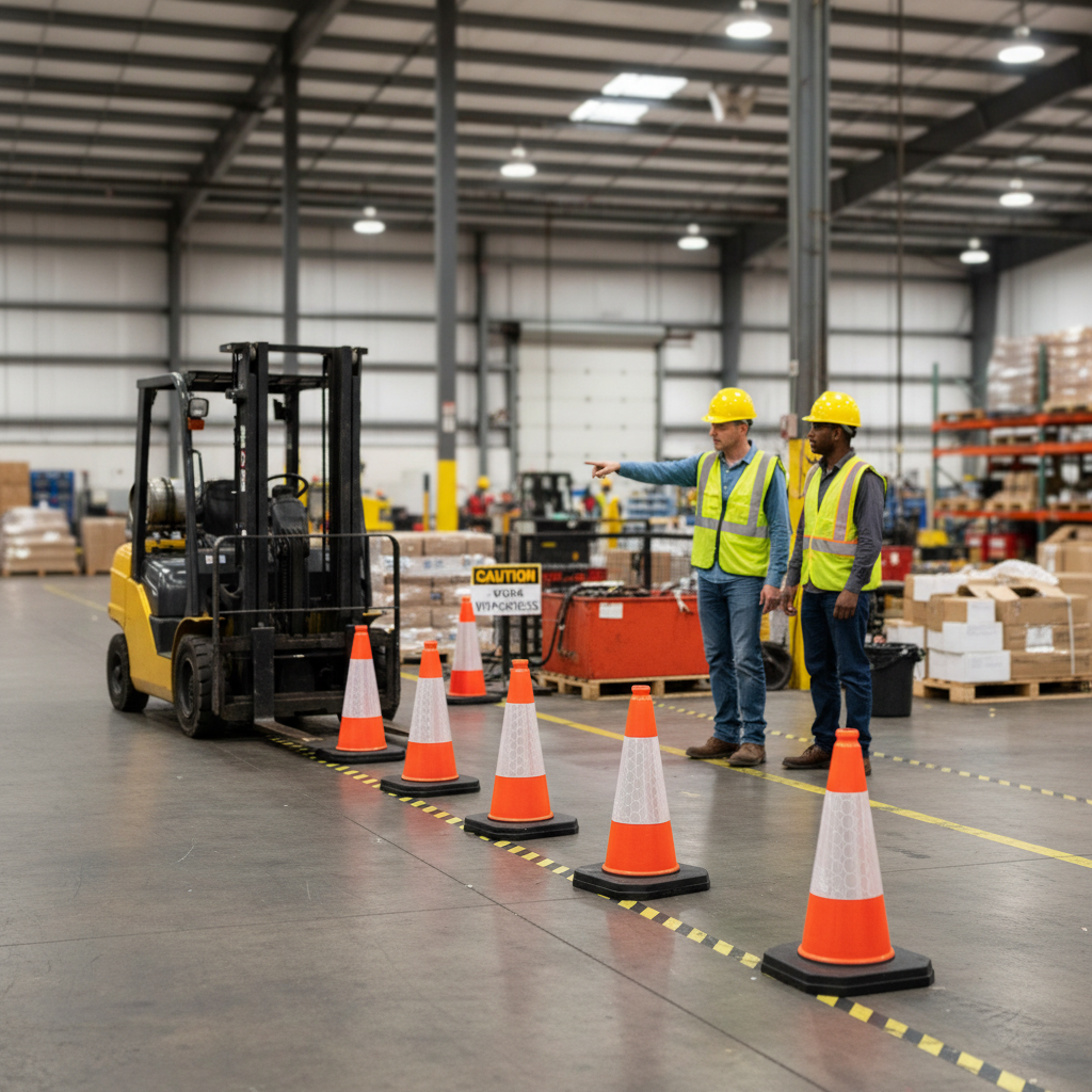 Premium One-Piece Traffic Cone 460mm Tall with Reflective Sleeve and Durable Recycled Material... - side view | Barriers Co