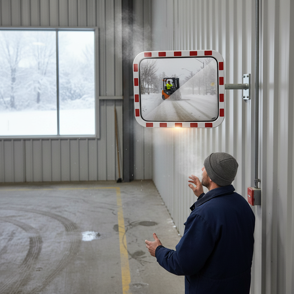 Premium Traffic Mirror with Integrated Heater for Clear Visibility in All Weather Conditions - Ideal for Outdoor Use