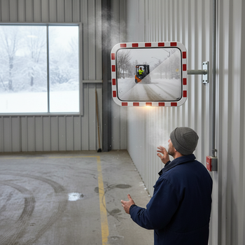 Premium Traffic Mirror with Integrated Heater for Clear Visibility in All Weather Conditions - Ideal for Outdoor Use