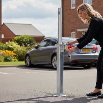 Premium Heavy Duty Retractable Bollard 745mm Tall with Convenient Handle for Vehicle Access Control