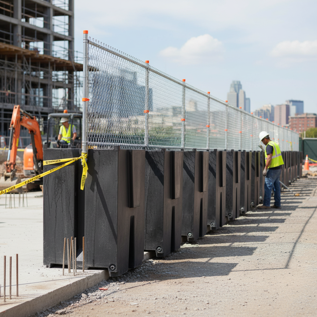 Heavy Duty Water Filled Fence Support Ballast - 333kg Weight Capacity for High Wind Stability - side view | Barriers Co