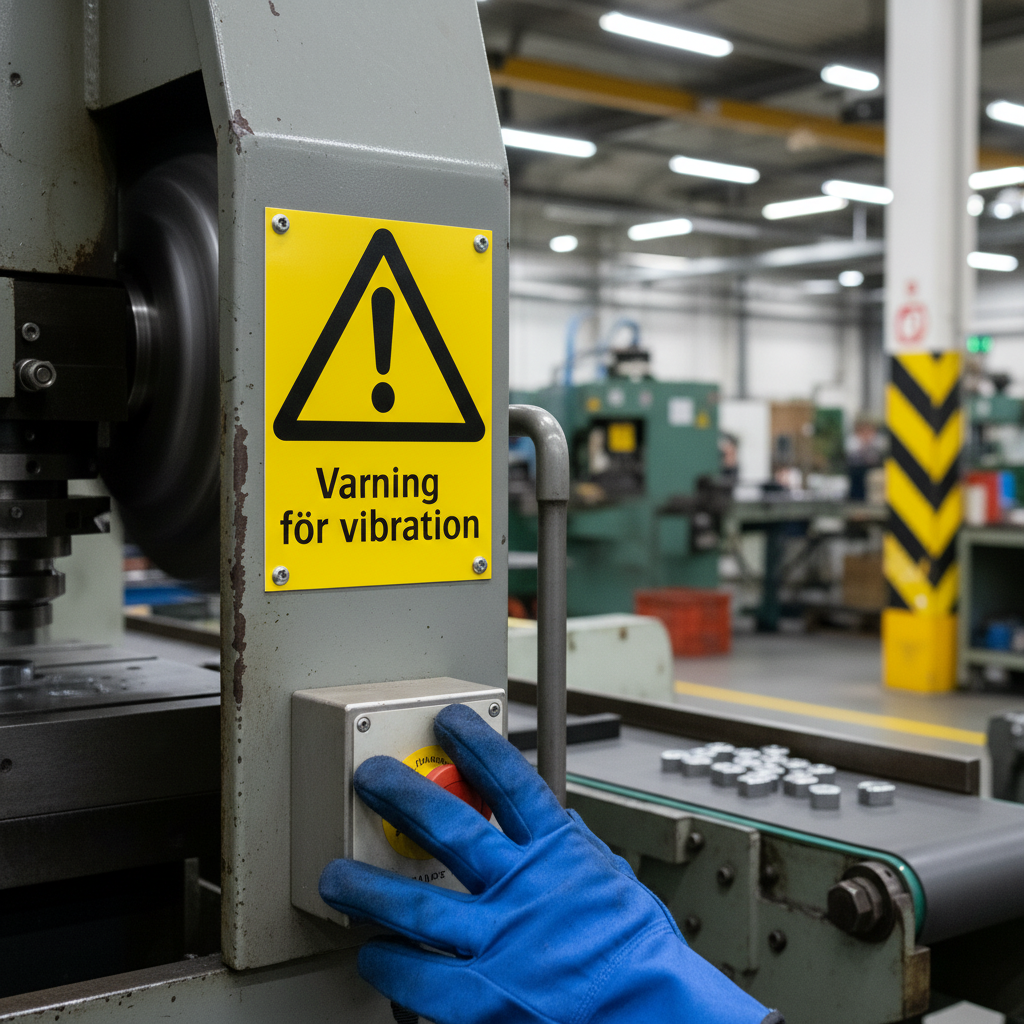 Premium Warning Sign for Vibration Risks - Self-Adhesive, Plastic, Alu