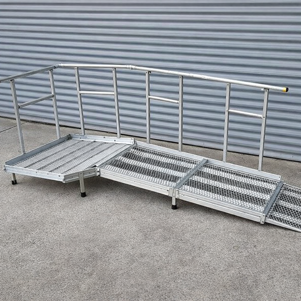 Aluminium Modular Ramp Kit – 1300mm x 1000mm – Handrails & Platform – Wheelchair Access