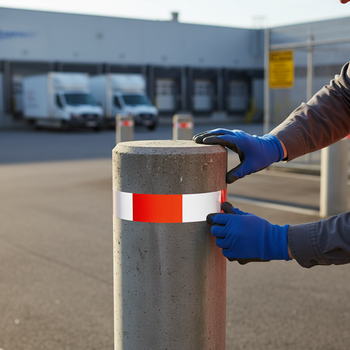 Premium High-Performance Adhesive Retro-Reflective Tape Strip for Barriers & Posts - 1.25m Vinyl Strips with Class 2 Reflectivity