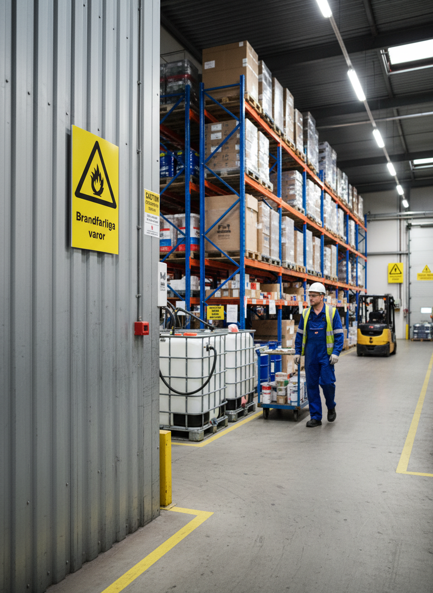 Premium Warning Sign for Flammable Materials - Self-Adhesive, PVC, Magnet, and Aluminum Options in Various Sizes