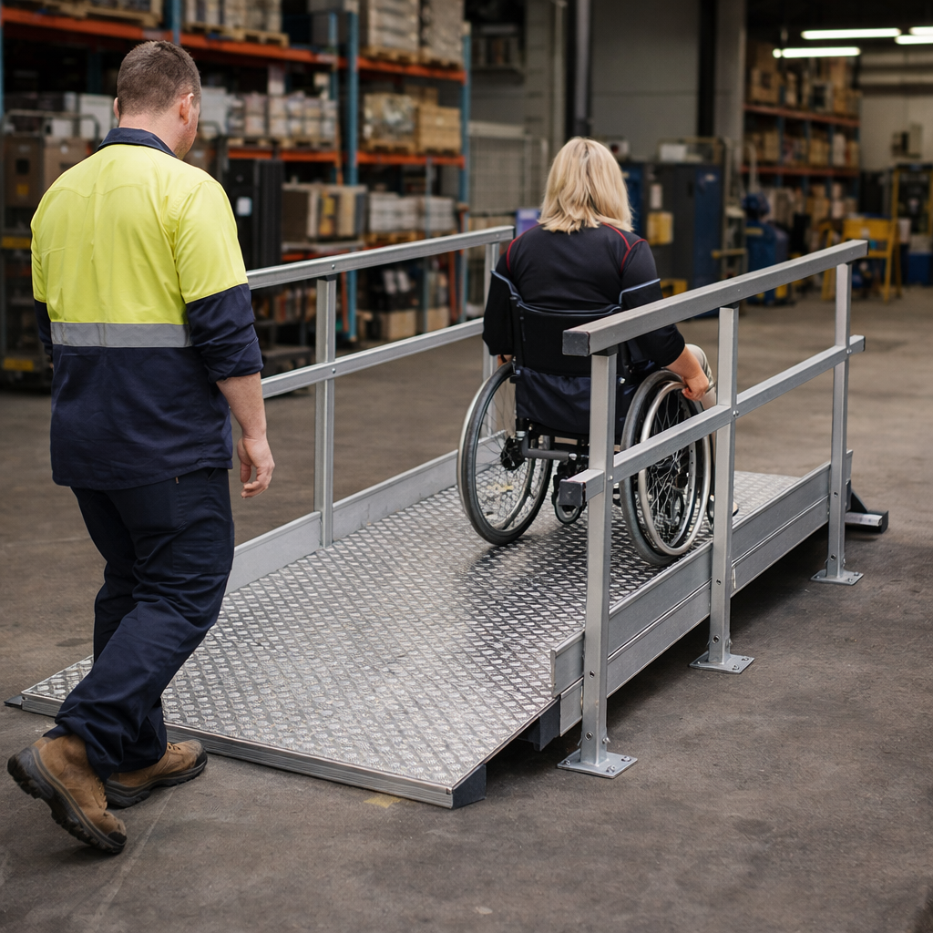 Modular Ramp Kit – 1100mm x 1360mm – Double Height Handrails – Portable