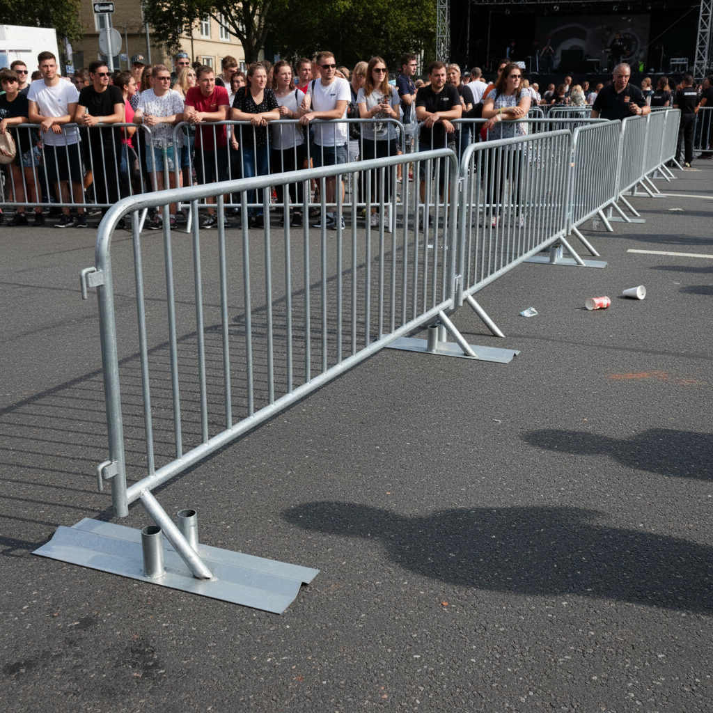 Premium Metal Foot for Loose Leg Crowd Barrier - Flat Steel Design for Stability on Soft Ground - Detail View | Barriers Co
