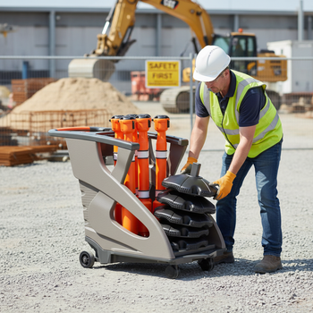 Premium Fully Loaded Unicart for Rapid Barrier Deployment – Includes 6 Retractable Belt Units and 6 Post/Base Sets