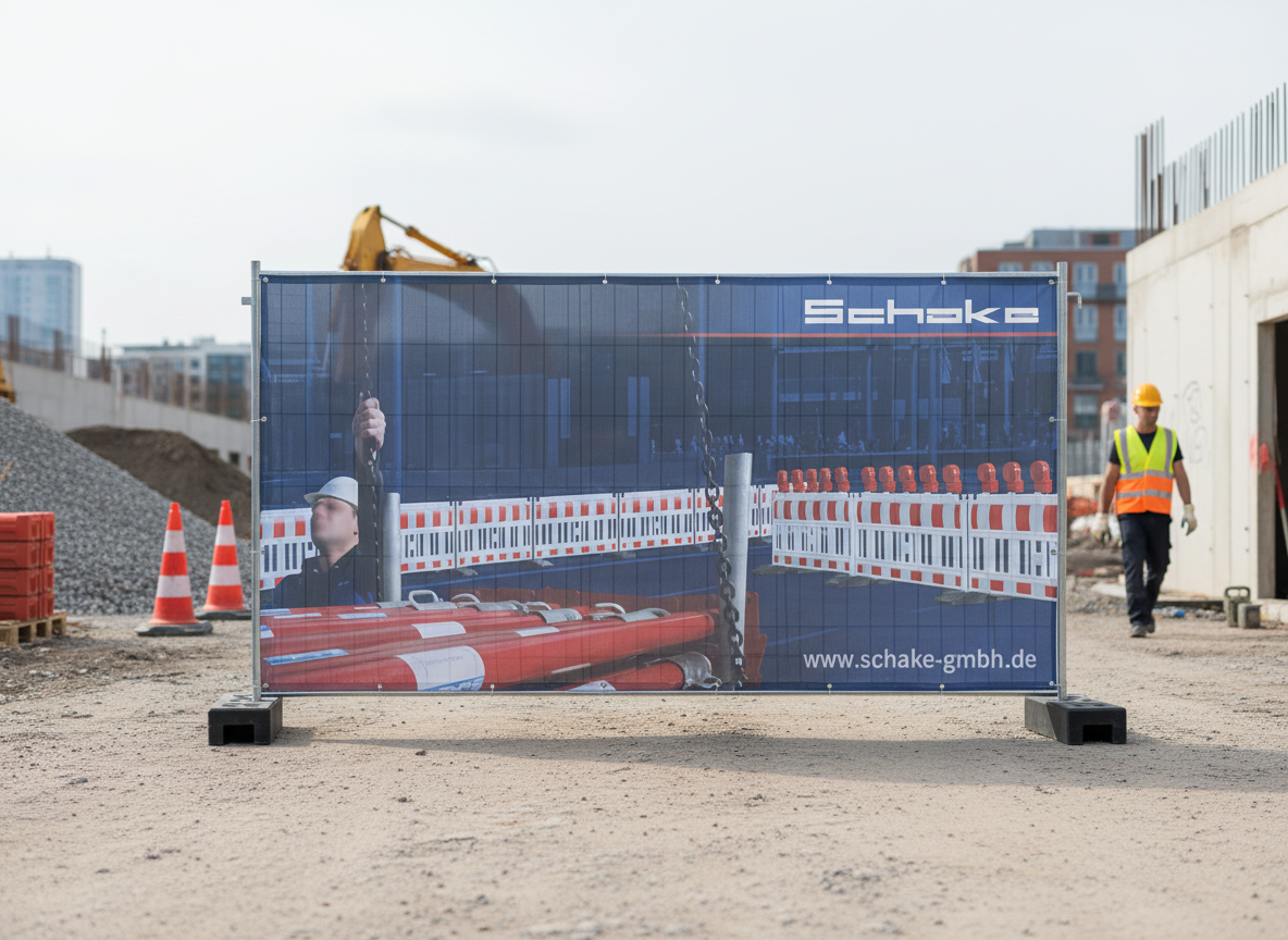 Premium Construction Fence Screen Tarpaulin 3.50 × 2.00 m with Custom Logo Printing and Secure Cable Ties