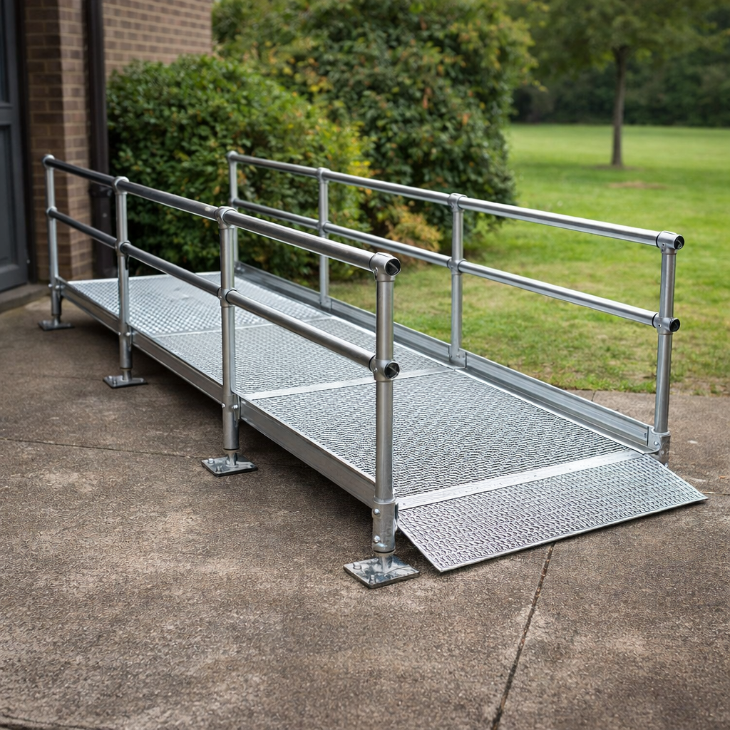 Modular Wheelchair Ramp Kit – 1080mm x 3000mm – Double Handrails – Mobility Access