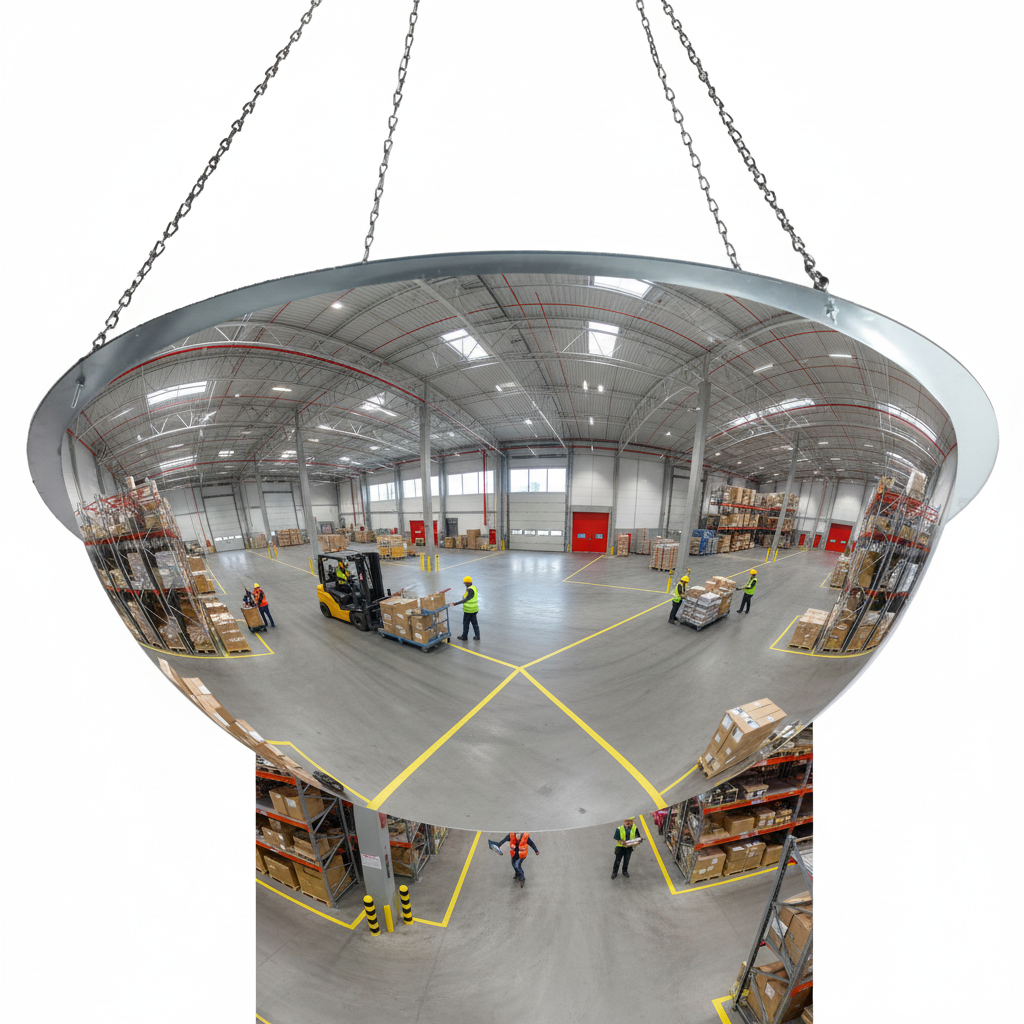 Premium Panoramic 360-Degree Indoor Observation Mirror for Safety in Warehouses and Supermarkets - side view | Barriers Co