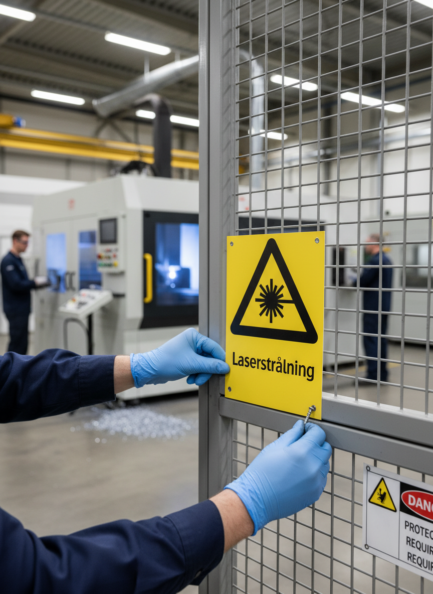 Premium Laser Warning Sign - Durable PVC, Self-Adhesive, Magnetic & Aluminum Options for Safety Awareness