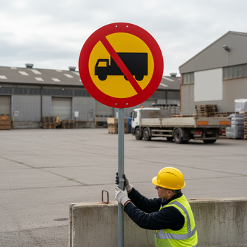 Premium Prohibition Sign for Trucks, Ø 600 mm - Durable and Clear Visibility - High-Quality Professional Grade for Industrial and Commercial Applic...