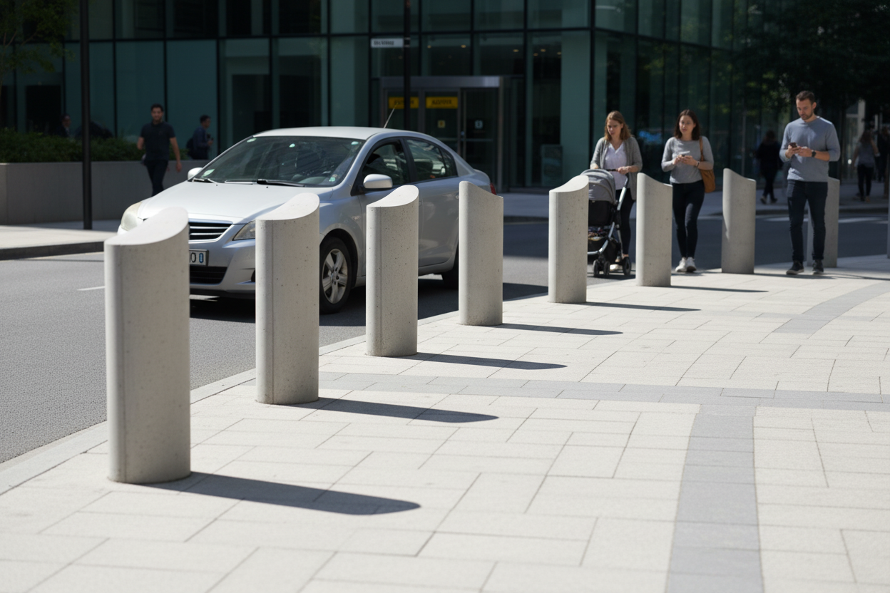 Premium Heavy Duty Elliptical Concrete Bollard with Angled Top for Security and Impact Protection