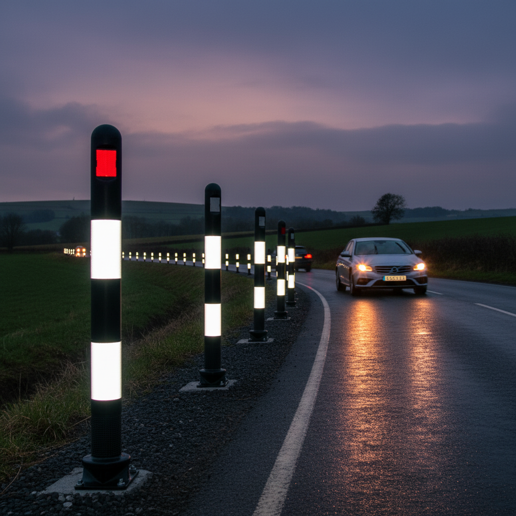 Premium Reflective Verge Road Marker Post - High-Performance Plastic Construction with Enhanced Visibility Features