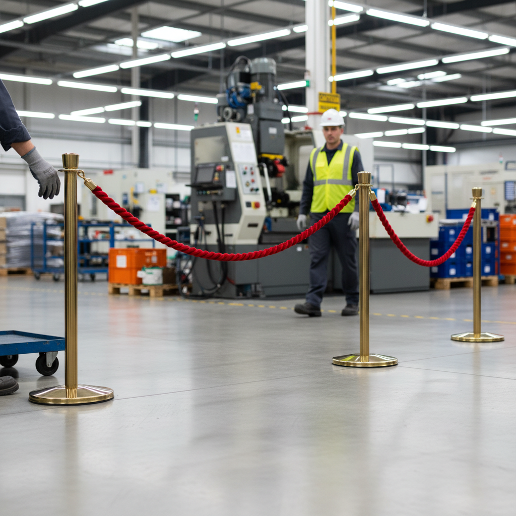 Premium Heavy Duty Post and Rope Barrier with Satin Silver Finish - Du