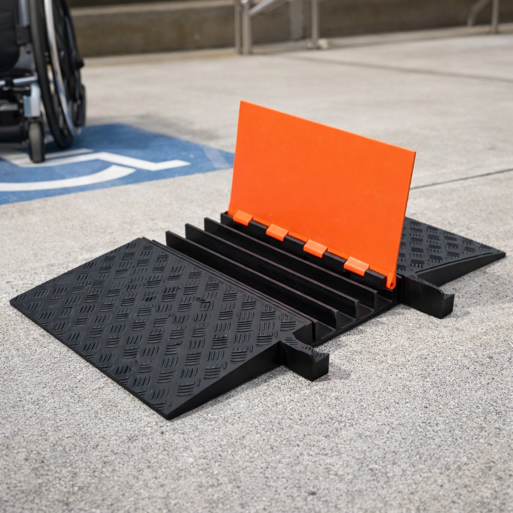 Wheelchair Cable Protector – Orange/Black – 5 Channels – Heavy Duty