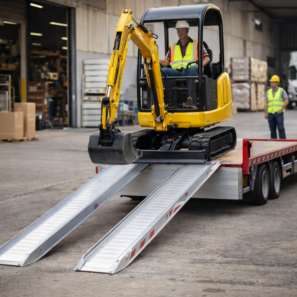 Extra Wide Aluminium Loading Ramps – 3000x400mm – 6000kg Capacity – Plant & Mini Digger