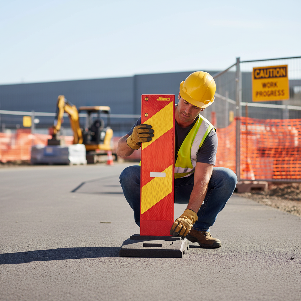 Premium Traffic Delineator Panel with Base - Highly Reflective, Double-Sided Arrows, Sturdy Rubber Base for Road Safety