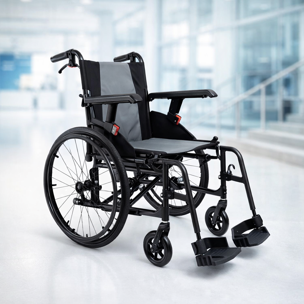 Self-Propelled Wheelchair – White – 125kg Capacity – Indoor/Outdoor Use