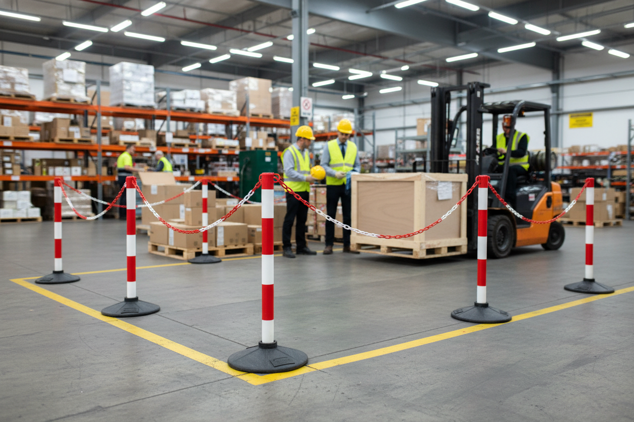 Premium Post and Chain Barrier Kit with Multiple Color Options for Effective Crowd Control and... - side view | Barriers Co