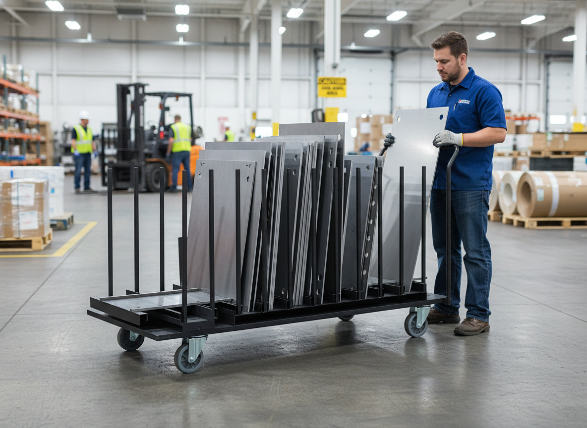 Premium Vertical Storage Cart for 18 Stanchions - Low Lift Design, Compact Dimensions, and Easy Mobility