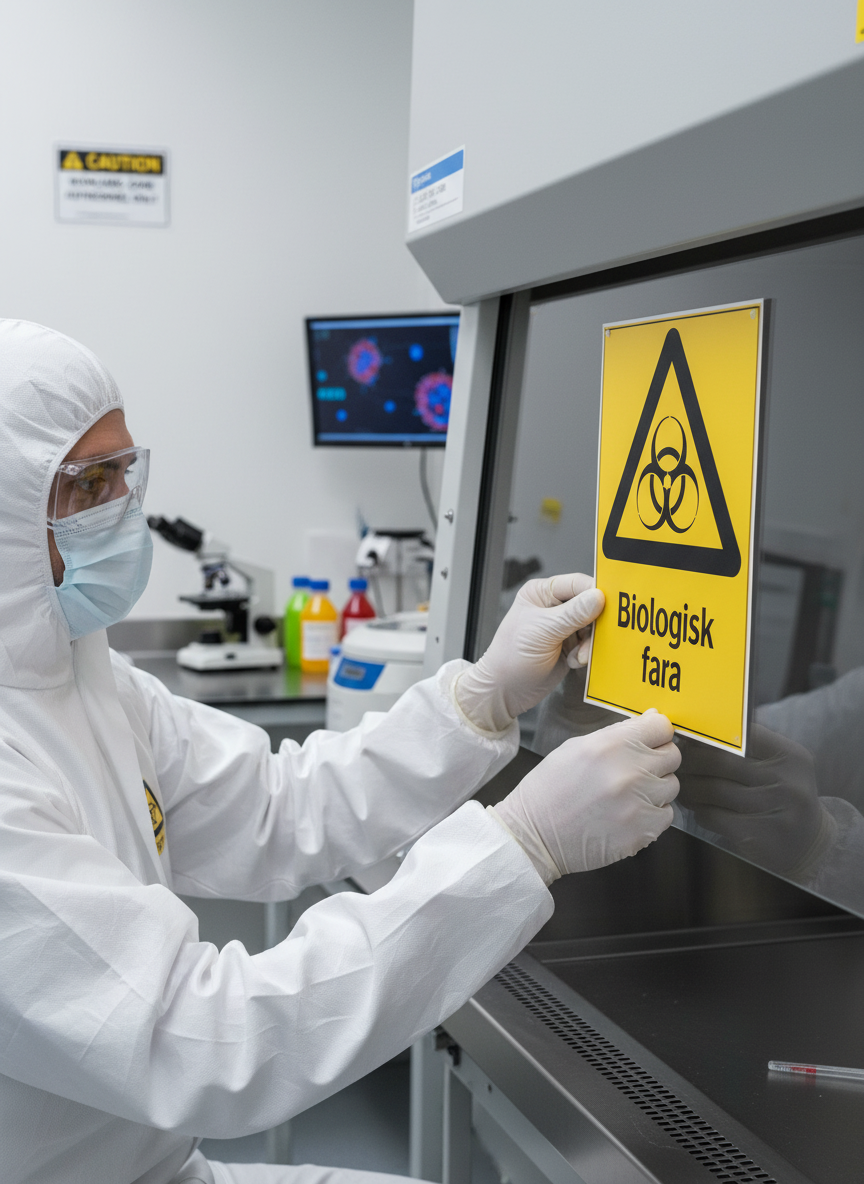 Professional Warning Sign for Biological Hazards - Durable PVC, Adhesive, Magnetic, and Aluminum Options Available in Multiple Sizes