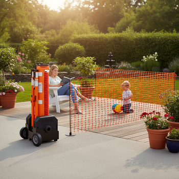 Premium Portable Safety Zone with 15m Safety Net, Easy Transport and Setup with Trolley System