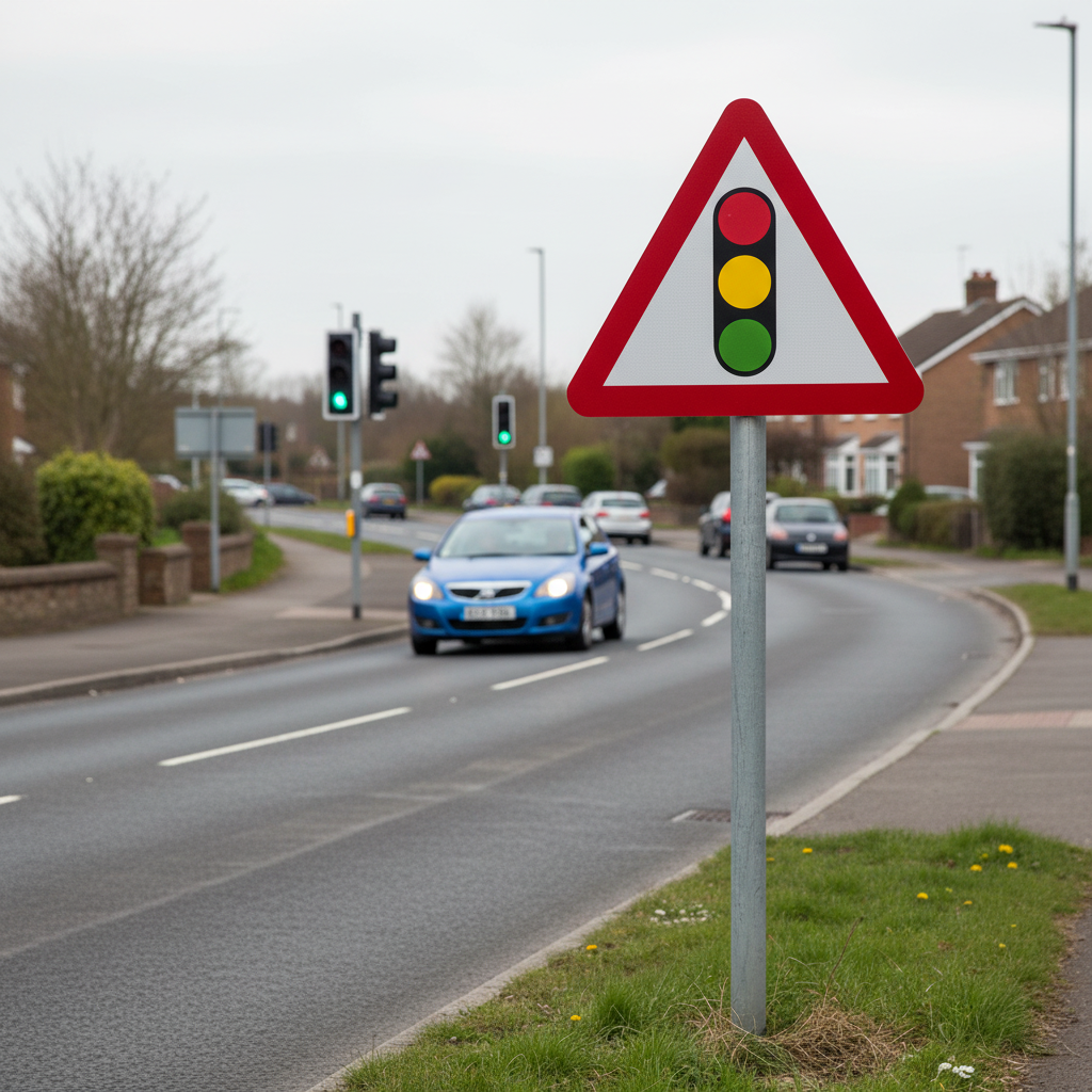 Traffic Signals Ahead Post Mounted Road Sign - Dia 543 R2/RA2 (Face Only)