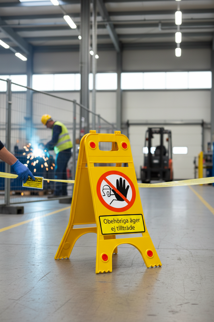 Premium Heavy Duty Floor Sign for Unauthorized Access Prevention - Durable, Reflective, Double-Sided Design with Clear Warnings