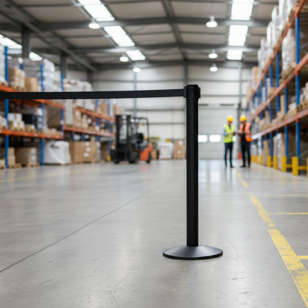 Premium Heavy Duty Retractable Barrier Post with 2.3m Belt and Rubberized Base for Retail and Leisure Use