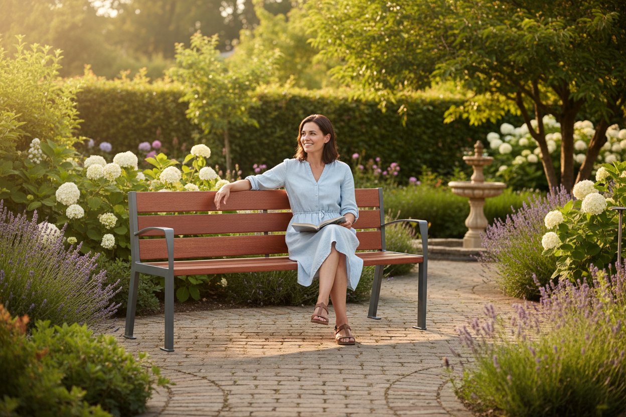 Premium 1.8m Steel and Wood Seat Bench with PEFC Certified Timber and Customizable Frame Colors | Barriers Co