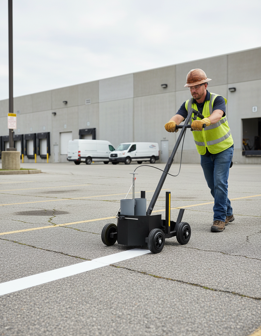 Professional Line Marking Cart for Consistent Floor Markings - Easy to Use and Maneuver
