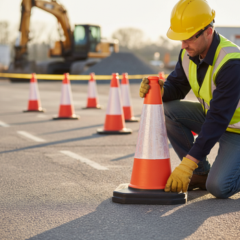 Premium One-Piece Traffic Cone 460mm Tall with Reflective Sleeve and Durable Recycled Material for Road Safety