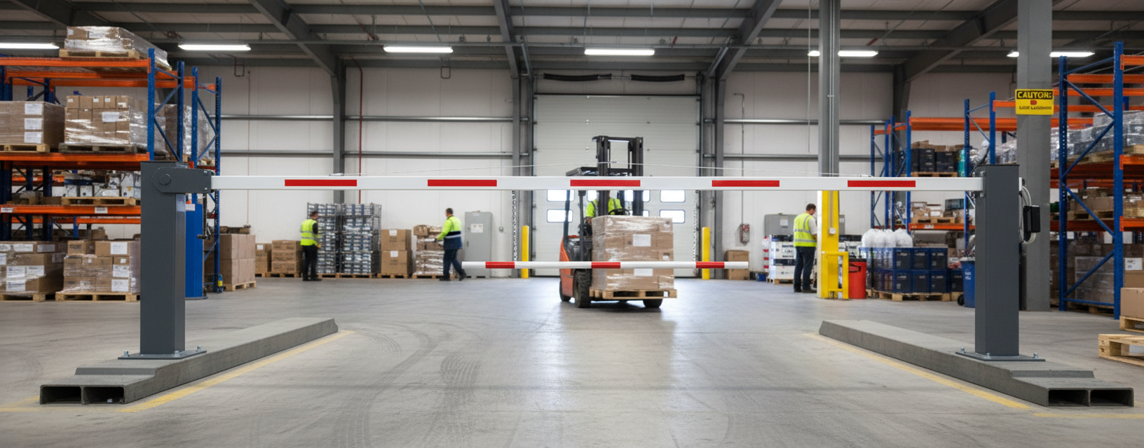 Premium Fixed Height Restriction Boom with Chain - Aluminum Construction, 2100mm Width, White with Red Reflectors