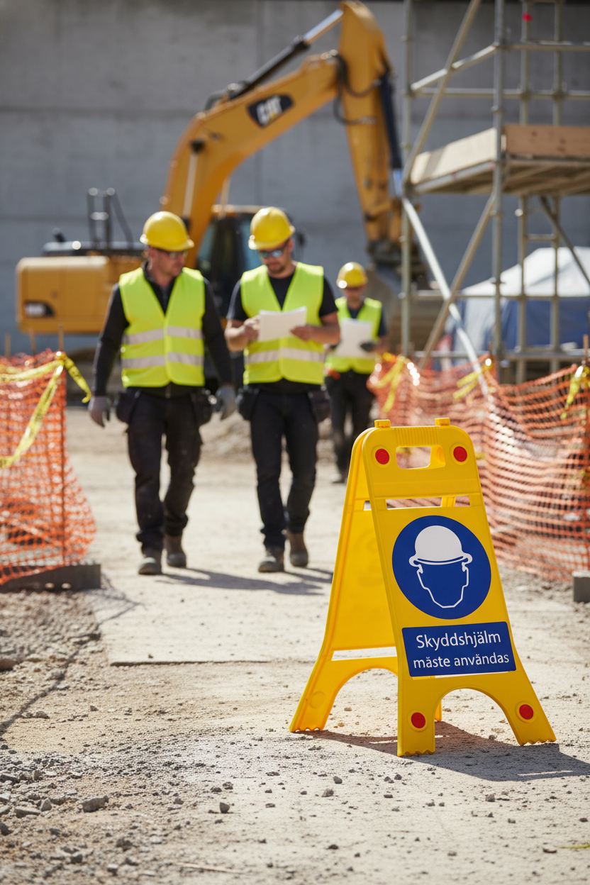 Premium Floor Standing Sign for Helmet Use - Durable, Reflective, and Double-Sided Safety Display for Hazard Areas