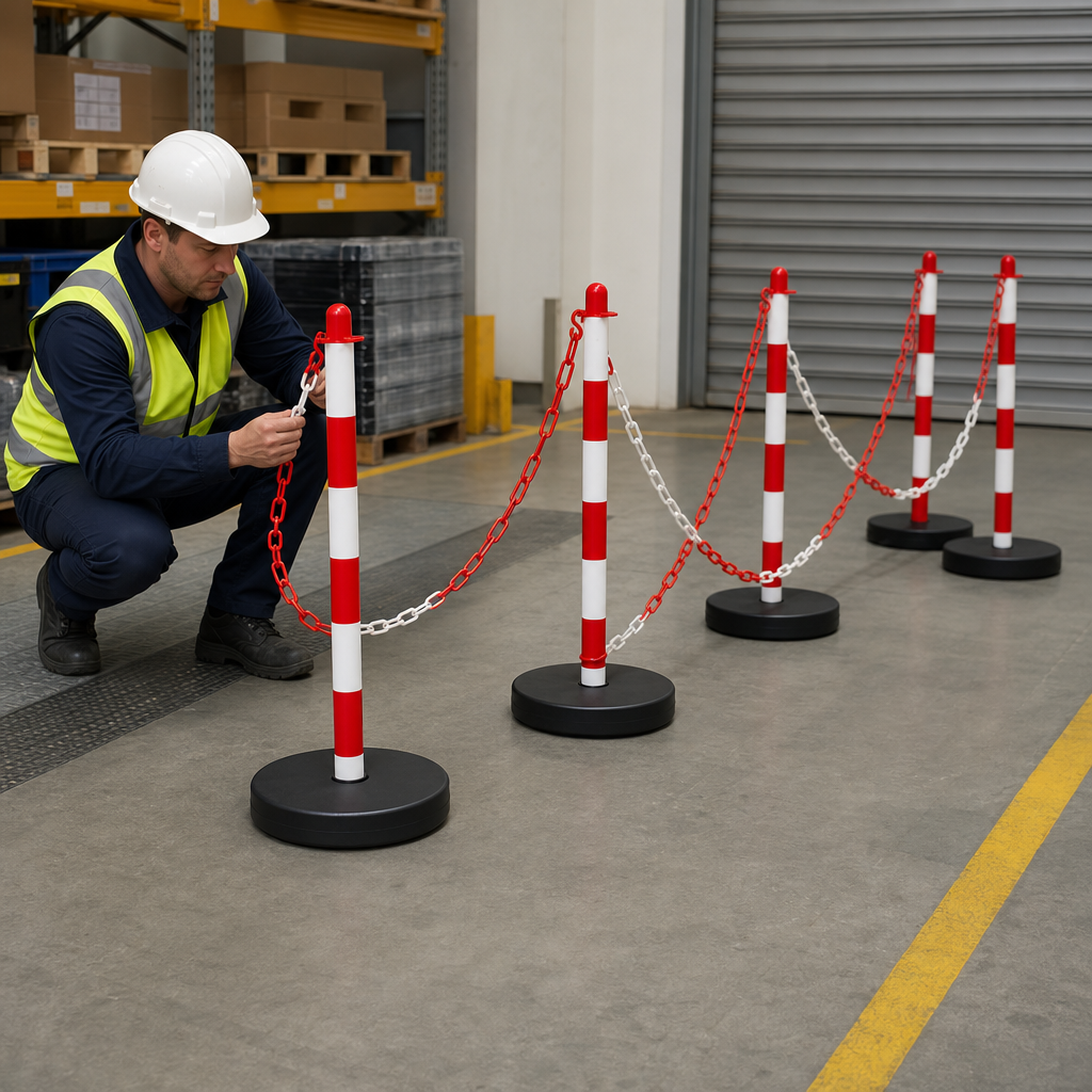 Guarda Post and Chain Kit with Polyethylene Chain for Traffic Management