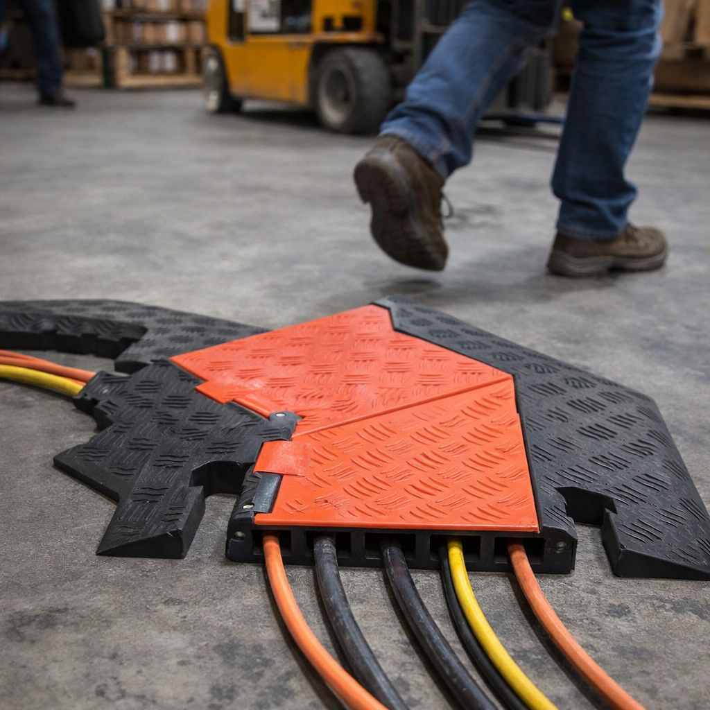 Cable Protector Corner – Orange/Black – 5 Channels, 45 Degree – Industrial Use