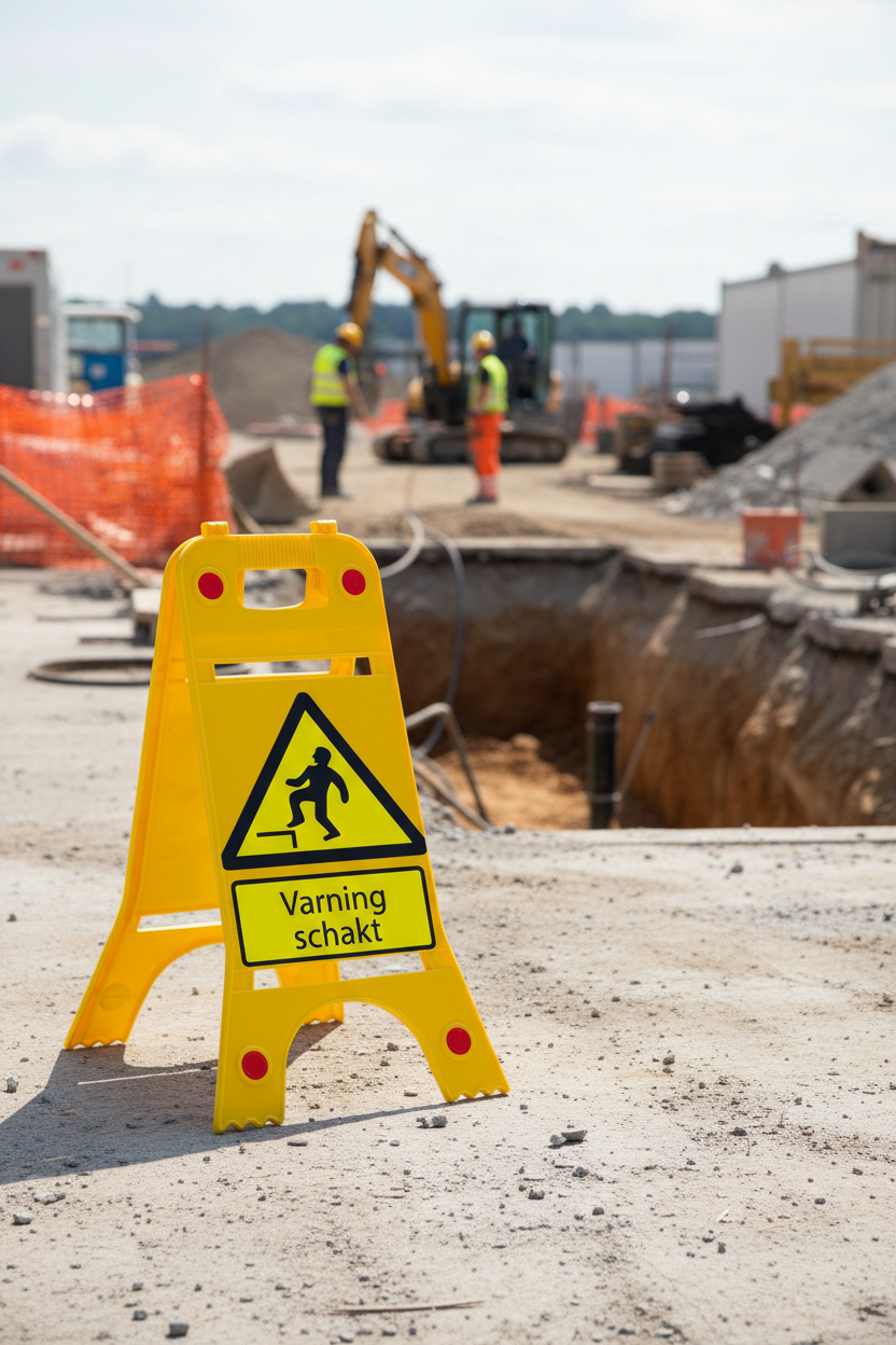 Premium Heavy Duty Floor Sign for Excavation Safety - Durable PP Material, Double-Sided with Reflectors for Increased Visibility