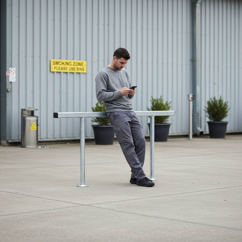 Premium Heavy Duty Perch Bench for Smoking Shelters and Walkways - Galvanized Steel Construction | Barriers Co