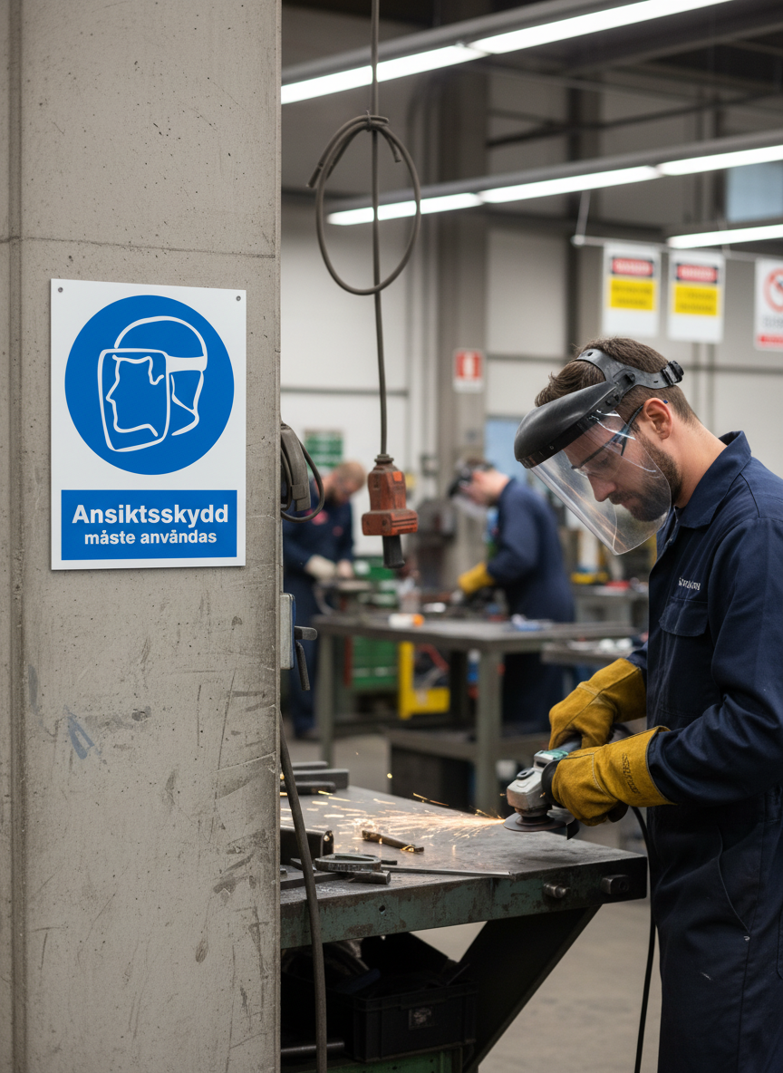 Premium Mandatory Safety Sign: Face Protection Required in Multiple Materials and Sizes for Workplace Safety
