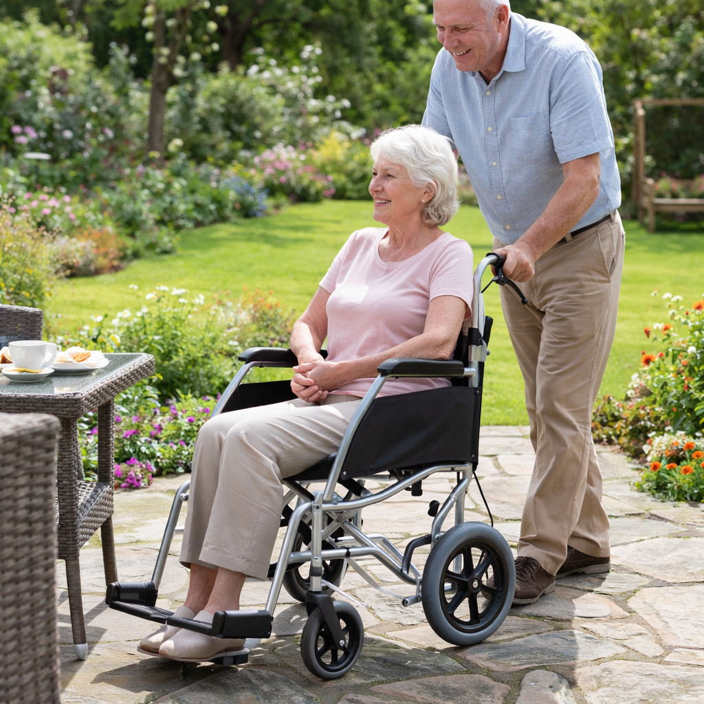 Lightweight Folding Transit Wheelchair – 115kg Capacity – Adjustable & Portable