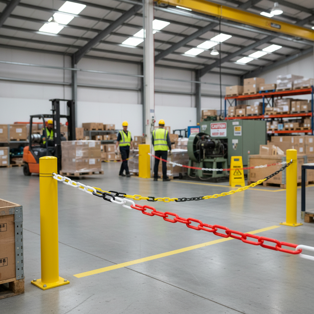 Premium 6mm Plastic Barrier Chain 25M - Versatile and Durable for Crowd Control and Area... - side view | Barriers Co