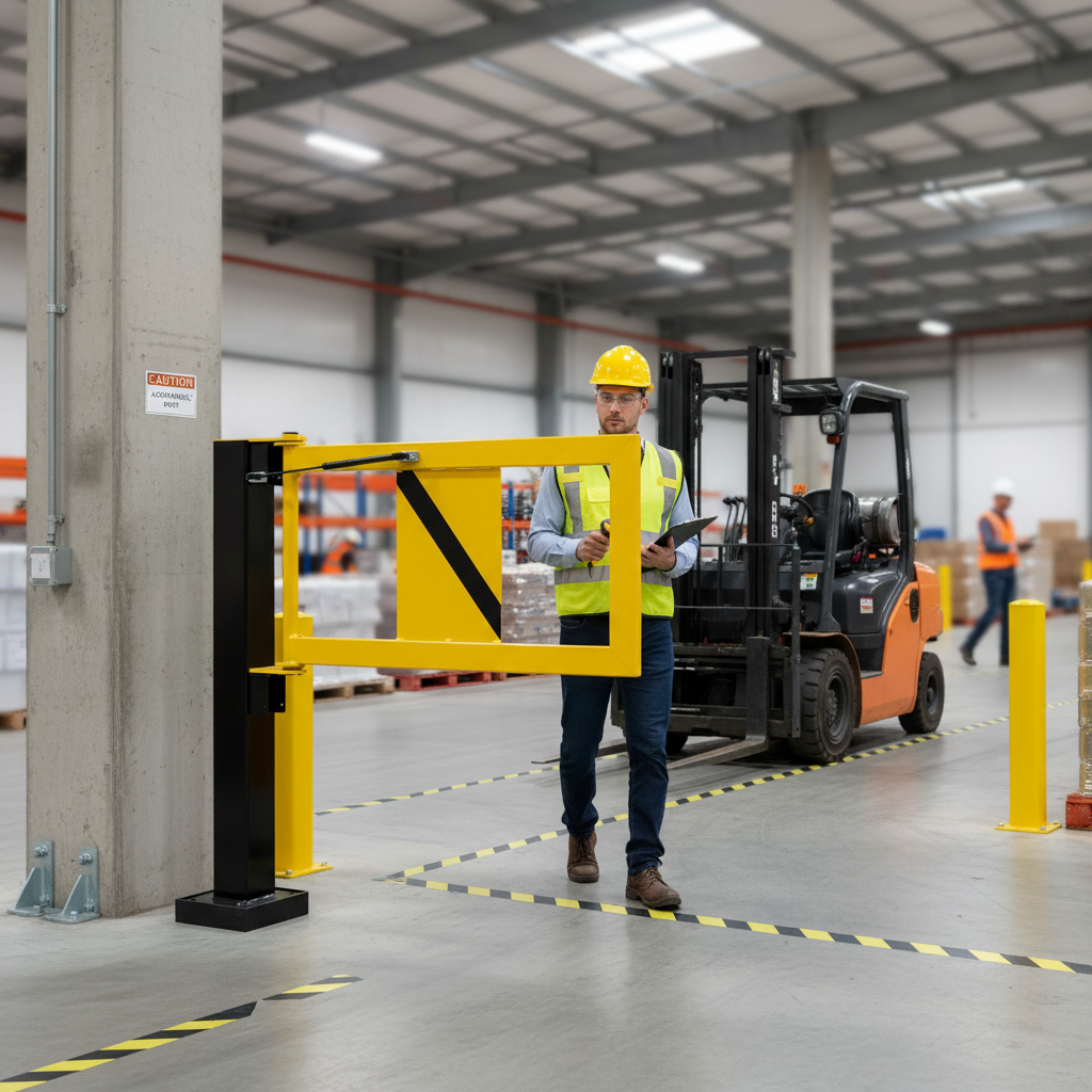 Premium Self-Closing Flex Barrier Gate with Shock-Absorbing Design for Pedestrian Access - side view | Barriers Co