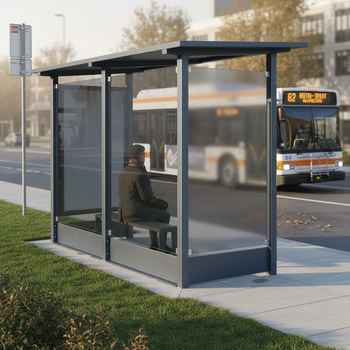 Premium Wind Protection for Bus Shelters with 3mm Thick Galvanised Steel Construction and Recycled Materials