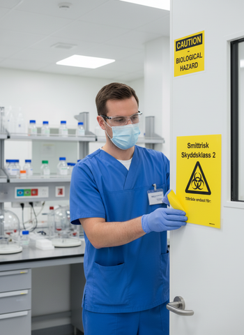 Premium Warning Sign for Infection Risk - Class 2, Self-Adhesive, Plastic, Magnet, and Aluminum Options Available
